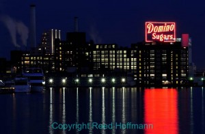 I was able to use a small aperture (f/16) thanks to the long exposure, to get the starburst effect on the lights. Nikon 1 J1, ISO 200, 8 seconds, f/16, 0.0 EV, 30-110mm lens. Photo copyright Reed Hoffmann.