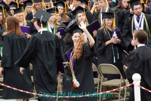 Here's the best shot of Rachel waving to us, but she's a small part of the frame. One advantage of lots of pixels (this camera has 18MP) is the ability to crop in and still have a lot of detail. Nikon 1 V3, Program, ISO 450, 1/250 at f/5.6. Photo copyright Reed Hoffmann.