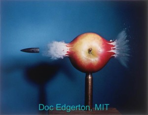 Harold Edgerton is best known for his work with stroboscopic lights, creating photos like this. MIT Photo.