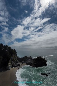McWay Falls is one of the most popular sights at Julia Pfeiffer Burns State Park. Nikon D810, Aperture Priority, ISO 100, 1/160 at f/25, EV -0.7, Nikkor 18-35mm f/3.5-4.5 lens at 20mm. Photo copyright Reed Hoffmann.
